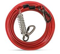 Greenfields 10m Dog Tie Out Cable Heavy Duty Steel Dog Runner with Shock Absorbing Spring, 360° Swivel Clip, Anti Tangle Outdoor Dog Lead for Garden Yard Camping 60, 120, 250 lbs
