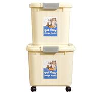 Greenfields 2-Piece Pet Food Storage Bin Set - Stackable 32L & 20L BPA-Free Plastic Dog Cat Food Containers with Airtight Snap Lids and Rolling Casters for Dry Kibble, Treats & Supplies