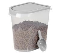 20L Airtight Pet Food Storage Container with Plastic Measuring Scoop - Dry Food Dispenser for Dogs, Cats & Pets - Durable Design with Casters for Easy Mobility and Movement - Black (Grey)