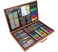 Greenfields 258pc Wooden Box Artist Set for Childrens Kids & Adults - Deluxe Art Oil Pencils Pens Markers Paints Crayons - Perfect for beginners or budding artists