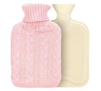 Greenfields 2L Hot Water Bottle with Soft Knitted Cover - Hand and Feet Warmer, Muscle Pain Relief, Hot and Cold Compress - Heating Pad for Neck and Shoulder - Cozy Hot Water Bag for Chilly Nights