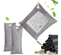 Greenfields® 3 Pack Natural Air Purifying Bag, Reusable Bamboo Activated Charcoal Freshener for Car, Closet, Kitchen Odor Absorber, Air Dehumidifier, Mold Remover, Deodorizer, Purifier Bag(200g, 2x75)