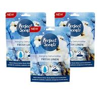 Greenfields 3 Pack Perfect Scents Hanging Dehumidifier Moisture Absorber with Built-In Hanger, Damp & Condensation Control for Wardrobe, Cupboard, Storage Box, Fresh Linen Scent - Fresh Linen