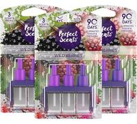 Greenfields 3 Pack Perfect Scents Refill Air Freshener - Compatible with Ambi Pur 3volution Plug-In Units - Long-Lasting 20ml Refills, Up to 90 Days of Fragrance (Wild Berries)
