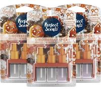 Greenfields 3 Pack Perfect Scents Refill Air Freshener - Compatible with Ambi Pur 3volution Plug-In Units - Long-Lasting 20ml Refills, Up to 90 Days of Fragrance (Gingerbread Spice)