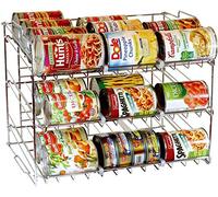 Greenfields 3 Tier Kitchen Can Rack Organizer - Stackable Pantry Shelf Counter Top Kitchen Cabinet - Storage for 36 Cans - Maximise Space - Gauge Steel Finished in Chrome