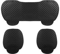 Greenfields 3pc Universal Car Seat Covers for Front and Rear - PU Leather Cover Seat with Seat Bottom Cushion and Pockets - Seat Protector Non Slip Fits 90% of Vehicles (Black)