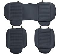 Greenfields 3pc Universal Car Seat Covers for Front and Rear - PU Leather Cover Seat with Seat Bottom Cushion and Pockets - Seat Protector Non Slip Fits 90% of Vehicles (Black (Lined))