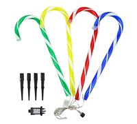 Greenfields 4 Pack Mains Powered Candy Cane Stick Christmas Garden Marker Stake Lights Decoration - Set of 4-52cm Tall Festive Indoor Outdoor Decoration (Multi Colour)