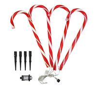 Greenfields 4 Pack Mains Powered Candy Cane Stick Christmas Garden Marker Stake Lights Decoration - Set of 4-52cm Tall Festive Indoor Outdoor Decoration (Red & White)