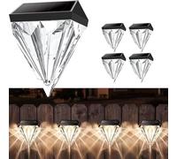 Greenfields 4 Pack Solar Deck Diamond Lights - Waterproof LED Solar Outdoor Lights, Solar Step Lights, Solar Fence Lights, Solar Lights for Outside for Garden, Patio, Stairs, Yard