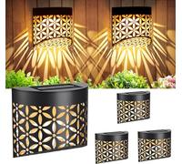 Greenfields 4 Pack Solar Petal Decorative Hollow Out Lights - Hollow Out Patterns of Petals - Outdoor Solar Weatherproof Wireless Lights for Garden, Patio, Deck, Fence