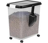 Greenfields 40 Litre Airtight Pet Food Storage Container With Plastic Measuring Scoop - Treats For Pet Dog Cat Animal Dry Food Dispenser With Caster Wheels (Black)
