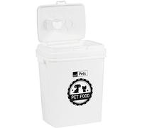 Greenfields 40L Airtight White Pet Food Storage Container - 15KG Storage with Integrated Scoop - Perfect for Pets Dogs Cats Animal Dry Food Dispenser Bin - Flip Top Lock