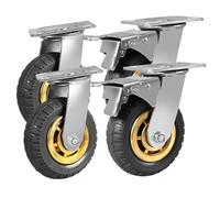 Greenfields 4pc Swivel Castor Wheels - Silent 360° Rotation, 150mm up to 1000KG, Non-Marking Rubberised Trolley Wheels - 6" Grey Galvanised Steel Castors for Furniture and Equipment Transport
