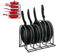 Greenfields 5-Tier Kitchen Pan Organiser - Space-Saving Frying Pan, Pot Lid & Baking Tray Rack, Vertical or Horizontal Cabinet Storage with Rust-Resistant Finish (5 Tier Pan Rack)