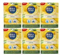 Greenfields 6 Pack Perfect Scents Hanging Dehumidifier Moisture Absorber with Built-In Hanger, Damp & Condensation Control for Wardrobe, Cupboard, Storage Box, Fresh Linen Scent - Lemon