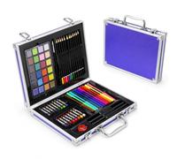 Greenfields 70pc Aluminium Art Set for Kids & Adults, Complete Drawing, Colouring and Painting Kit with Pencils, Crayons, Markers, Paints, Pastels and Portable Carry Case - Blue