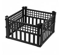 Greenfields 8 Pack Garden Fence Border Panels Outdoor Plastic Lawn Edging for Flower Beds, Pathways & Decorative Garden Landscaping with Ground Spikes - Black