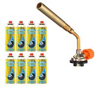Greenfields® Blow Torch Butane Flamethrower Weed Burner BBQ Camping Cooking Welding Soldering DIY Tool (Torch + 8 Refills)