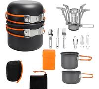 Greenfields Camping Cookware Set with Stove - Lightweight Non-Stick Aluminium Pot, Lid, Foldable Cutlery & Storage Bag for Hiking, Picnics & Outdoor Cooking (Camping Set - No Refills)