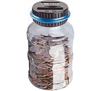 Greenfields Digital Coin Money Box Saving Jar with 1.8L Large Big Capacity UK Automatic Coin Counter for Kids Adults with Counting LCD Display Transparent Clear Classic Design