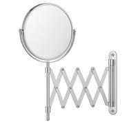 Greenfields Double Sided Wall Mounted Extendable Magnifying Makeup Mirror | Chrome Swivel Vanity Mirror for Bathroom, Shaving, Grooming, Cosmetic and Skincare Use