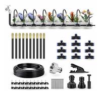 Greenfields Drip Irrigation System Kit 33FT/10M Garden Watering Kit with 10 Adjustable Bendable Misting Nozzles Automatic Plant Watering for Garden Lawn Greenhouse Raised Beds
