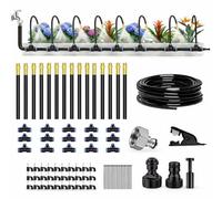 Greenfields Drip Irrigation System Kit 50FT/15M Garden Watering Kit with 15 Adjustable Bendable Misting Nozzles Automatic Plant Watering for Garden Lawn Greenhouse Raised Beds
