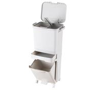 Greenfields Dry & Wet Waste Recycling Bin - Vertical Trash Can with Foot Pedal & Wheels - Dual Compartment Garbage Container for Kitchen, Corner Use - Compact, Durable, and Easy to Clean (52L)