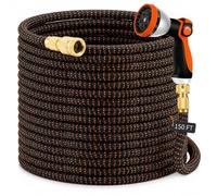 Greenfields Expandable Garden Hose Pipe with 10 Spray Nozzle Heavy Duty Leakproof Flexible Water Hose with Brass Connectors for Garden Patio Car Wash (150FT)