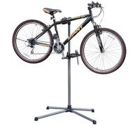 Folding Bicycle Workstand | Adjustable Height 110-143 cm | Pro Home Mechanic Bike Repair Stand | Grey | Sturdy Maintenance Rack with Quick-Release Clamps