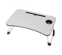 Folding Laptop Desk Lap Table or Breakfast Table - Anti Slip Rubberised Legs - Reading, Coffee, Working Table - Variety of Uses - Use on Bed or Floor with Folding Legs (Grey)