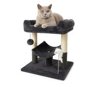 Greenfields Grey Cat Tree Tower | Sisal Perch 50cm Scratch Posts, Condo, Bed Furniture | Dangling Ball and Playful Mouse Entertainment, Comfort, Sturdy Scratching Post Perch for Cats, Kittens, Pets