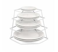 Greenfields 4 Tier Corner Kitchen Plate Rack Tidy Cupboard Shelf Insert Organiser New