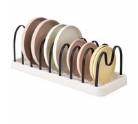Greenfields Kitchen Plate & Pan Organiser Rack, Durable Plastic Pot Lid Holder, U-Slot Non-Slip Design, Vertical Cookware Storage for Plates, Trays & Boards, Ideal for Cupboards, Pantry & Countertops