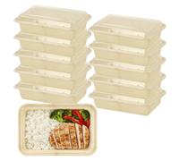Greenfields Meal Prep Containers 10 Pack - 1 Compartment 850ml (30oz) - Beige BPA-Free Food Storage Boxes with Secure Lids - Stackable, Reusable, Microwave, Freezer & Dishwasher Safe