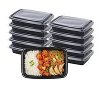 Greenfields Meal Prep Containers 10 Pack - 1 Compartment 850ml (30oz) - Black BPA-Free Food Storage Boxes with Secure Lids - Stackable, Reusable, Microwave, Freezer & Dishwasher Safe Lunch Boxes