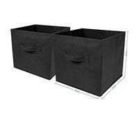 Greenfields Pack of 2 Large Foldable Square Canvas Cube Storage Box Collapsible Fabric Cubes Kids Bedroom Office