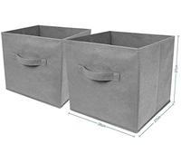 Greenfields Pack of 2 Large Foldable Square Canvas Cube Storage Box Collapsible Fabric Cubes Kids Bedroom Office
