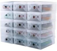 Greenfields Pack of 20 - Stackable Shoe Boxes Clear Plastic Shoe Storage Organiser with Lids - Men and Womens Shoes with Easy Assembly - Foldable Sneaker Storage - Fits upto UK Size 7