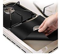 Greenfields Pack of 4 Black Reusable Gas Stove Protector Hob Range Burner Protectors Top Cooker Cover Stove Top Non Stick Mats Easy to Clean