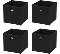 Greenfields Pack of 4 Large Square Foldable Storage Cube Organisers - Collapsible Canvas Fabric Cube Boxes - Living Rooms, Bedrooms, Nursery, Office, Play Rooms - 30x30x30cm (Black)