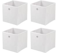 Greenfields Pack of 4 Large Square Foldable Storage Cube Organisers - Collapsible Canvas Fabric Cube Boxes - Living Rooms, Bedrooms, Nursery, Office, Play Rooms - 30x30x30cm (White)