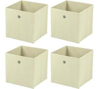 Greenfields Pack of 4 Large Square Foldable Storage Cube Organisers - Collapsible Canvas Fabric Cube Boxes - Living Rooms, Bedrooms, Nursery, Office, Play Rooms - 30x30x30cm (Beige)