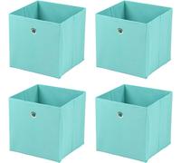 Greenfields Pack of 4 Large Square Foldable Storage Cube Organisers - Collapsible Canvas Fabric Cube Boxes - Living Rooms, Bedrooms, Nursery, Office, Play Rooms - 30x30x30cm (Turquoise)