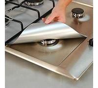 Greenfields Pack of 4 Silver Reusable Gas Stove Protector Hob Range Burner Protectors Top Cooker Cover Stove Top Non Stick Mats Easy to Clean