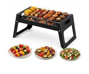 Greenfields Portable Foldable BBQ Grill Compact Charcoal Barbecue with Detachable Grill Rack, Ideal for Camping, Outdoor Cooking, Garden, Picnic & Travel Use
