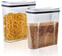 Greenfields Set of 2 Cereal Containers Storage Set - 4L Airtight Food Storage Canisters with Flip Top Lid - BPA-Free Plastic Pantry Organization for Cereal, Flour, Sugar, Rice, and More