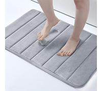 Greenfields Set of 3 Memory Foam Bath Mats, Soft and Comfortable, Super Water Absorption, Non-Slip, Thick, Machine Wash, Easier to Dry for Bathroom Bath Floor Rug, Super Cosy (Grey)